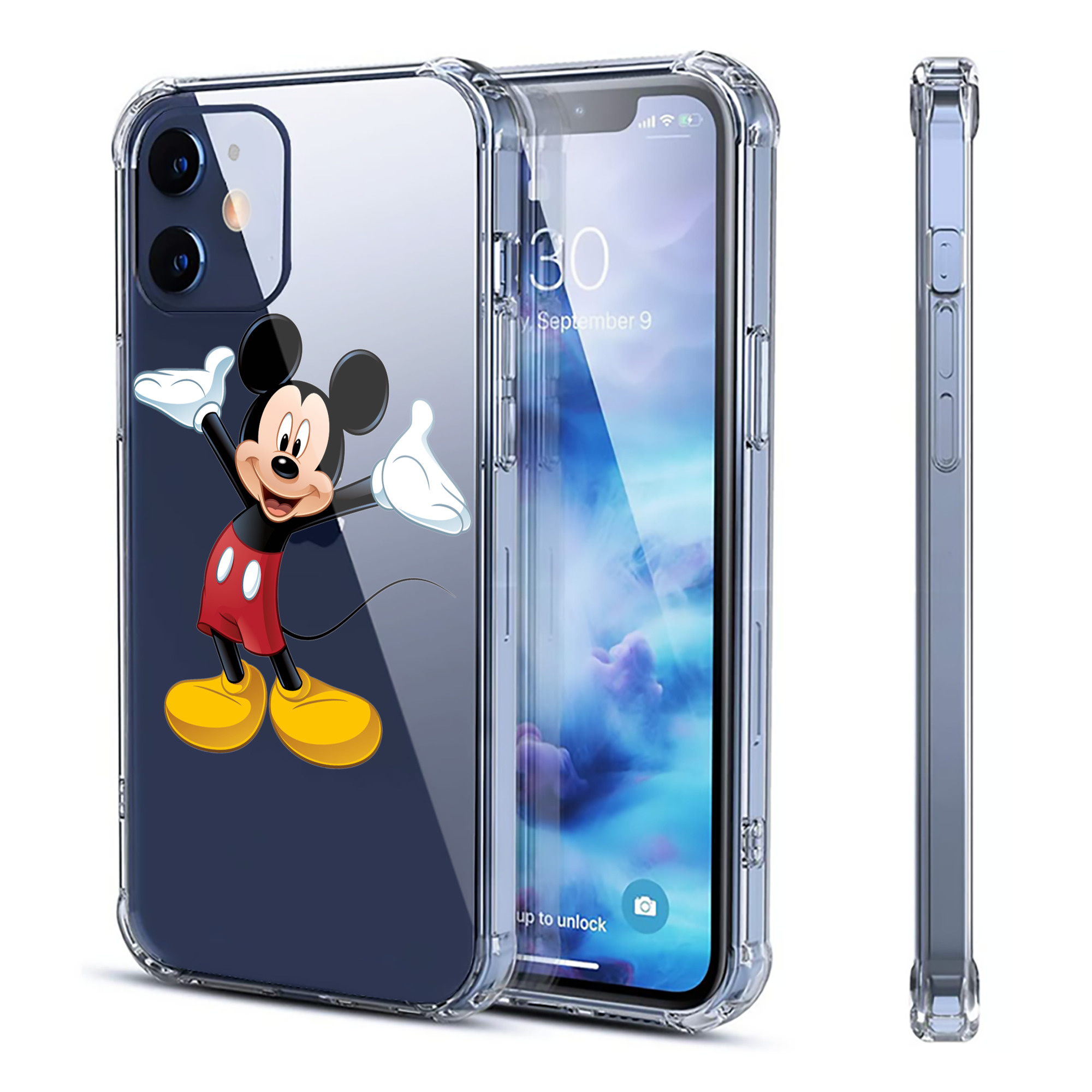 （画像用） ミッキーマウス Mickey Mouse 【iPhone 12シリーズ対応】透明スマホケース（クリアソフトケース）